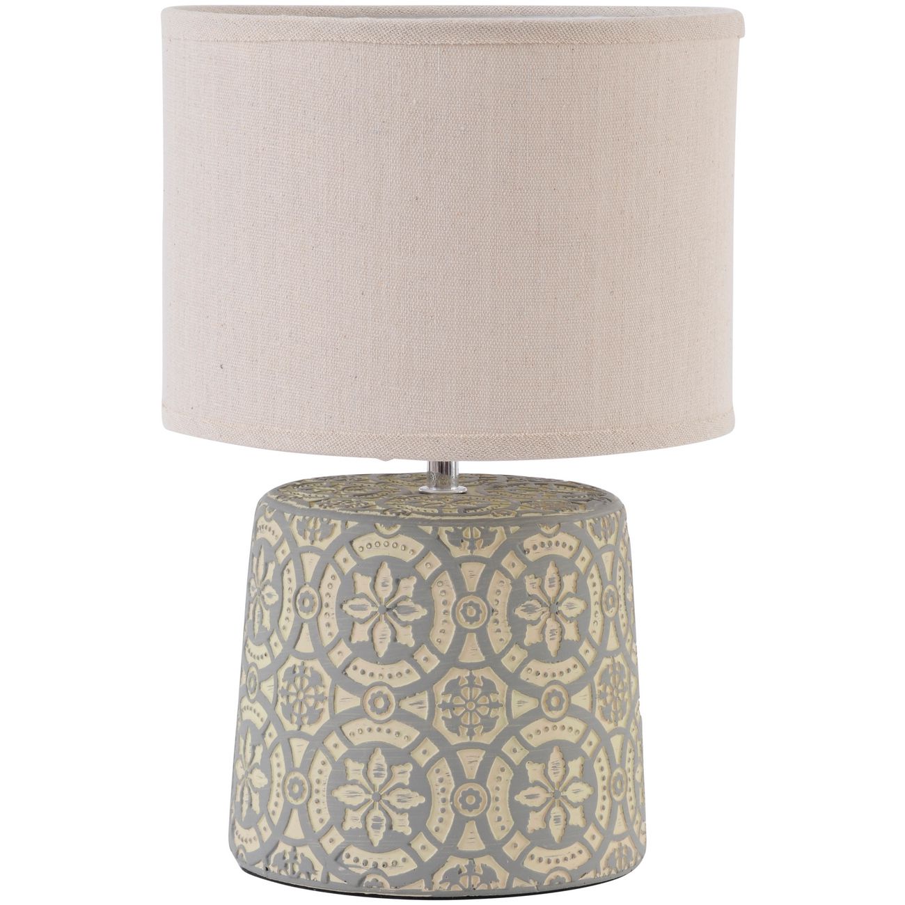 Vedder Cream Concrete Lamp With Geometric Pattern and Shade