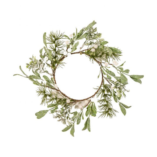 White Berry Olive Leaves Large Candle Ring