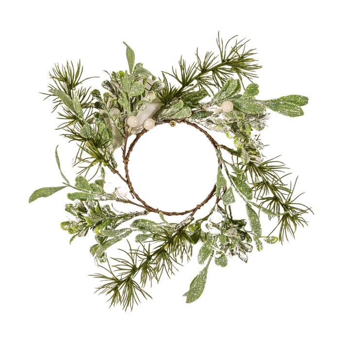 White Berry Olive Leaves Small Candle Ring